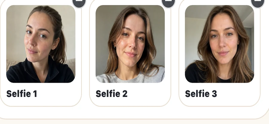 Three selfie inputs used in Kevaly